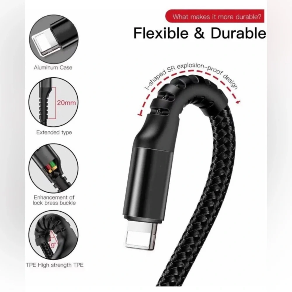 iPhone Charger Coiled Cable - 8 Qty